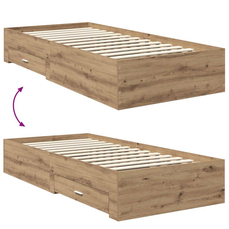 Casa si Gradina - Mobilier - Paturi si accesorii - Paturi - Cadru de pat Stejar Artizanal 100 x 200 cm Lemn compozit - Infinity.ro