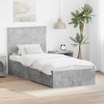 Casa si Gradina - Mobilier - Paturi si accesorii - Paturi - Cadru de pat cu sertar Gri din beton 90 x 200 cm Lemn compozit - Infinity.ro