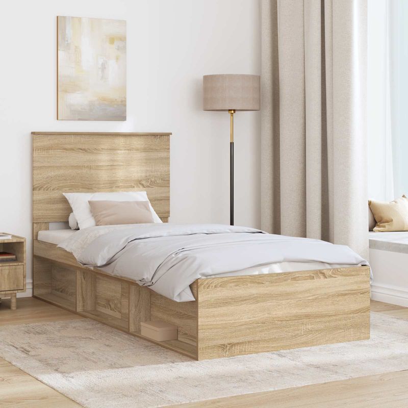 Casa si Gradina - Mobilier - Paturi si accesorii - Paturi - Cadru de pat cu headboard Sonoma 90 x 190 cm Lemn de pin masiv - Infinity.ro