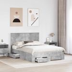 Casa si Gradina - Mobilier - Paturi si accesorii - Paturi - Cadru de pat cu sertar Gri din beton 150 x 200 cm Lemn compozit - Infinity.ro