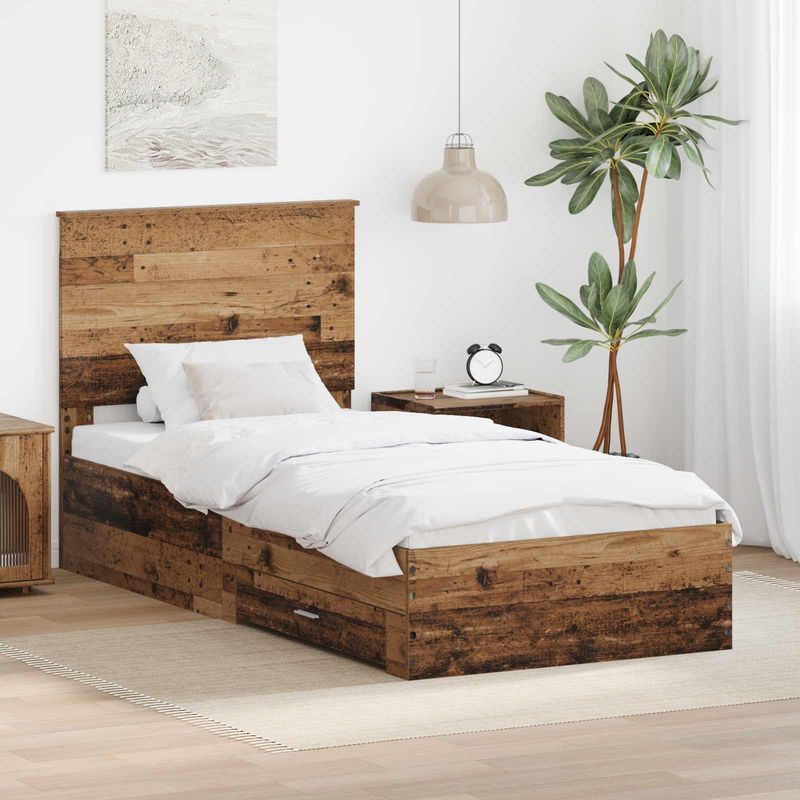 Casa si Gradina - Mobilier - Paturi si accesorii - Paturi - Cadru de pat cu headboard Lemn vechi 100 x 200 cm Lemn compozit - Infinity.ro