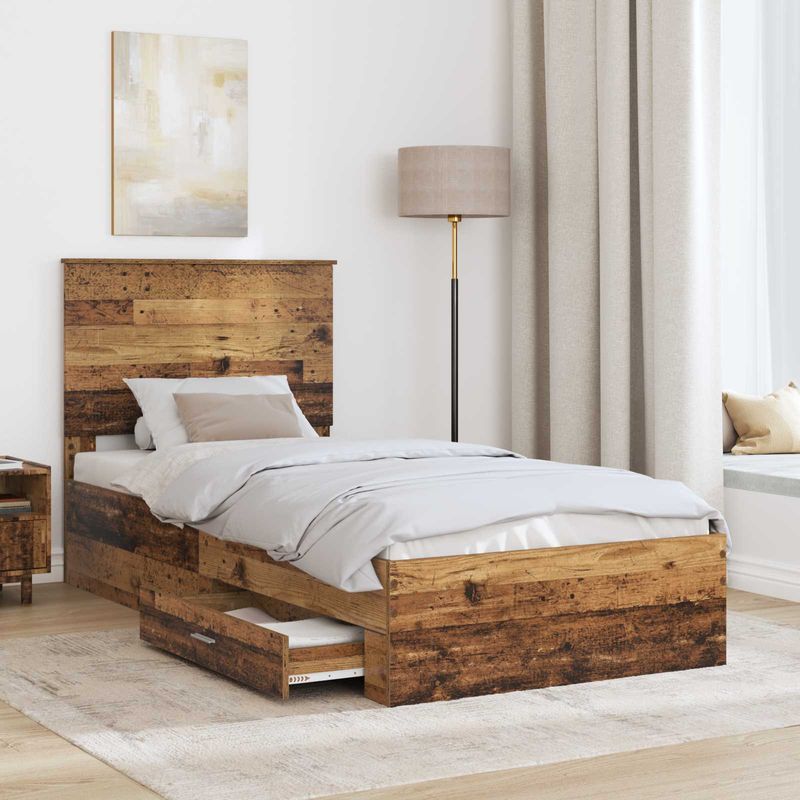 Casa si Gradina - Mobilier - Paturi si accesorii - Paturi - Cadru de pat cu headboard Lemn vechi 100 x 200 cm Lemn compozit - Infinity.ro