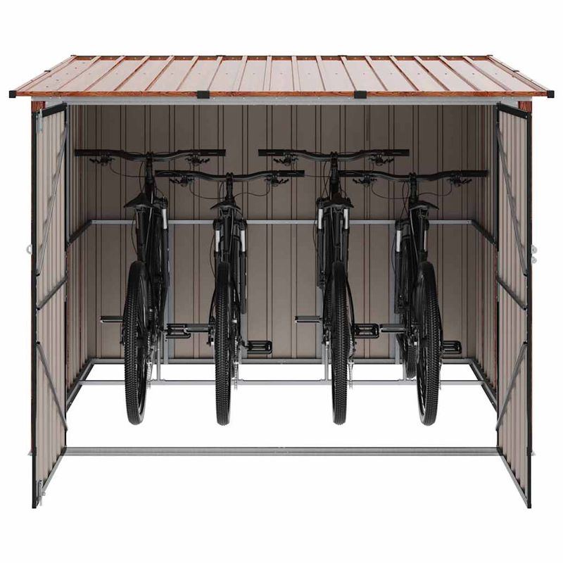 Casa si Gradina - Gradina si terasa - Casute de gradina - Shed pentru biciclete 3 pcs Maro 215 x 206 x 157 cm Metal - Infinity.ro