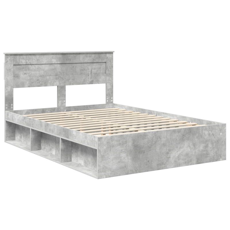 Casa si Gradina - Mobilier - Paturi si accesorii - Paturi - Cadru de pat cu headboard Beton 140 x 190 cm Lemn de pin masiv - Infinity.ro