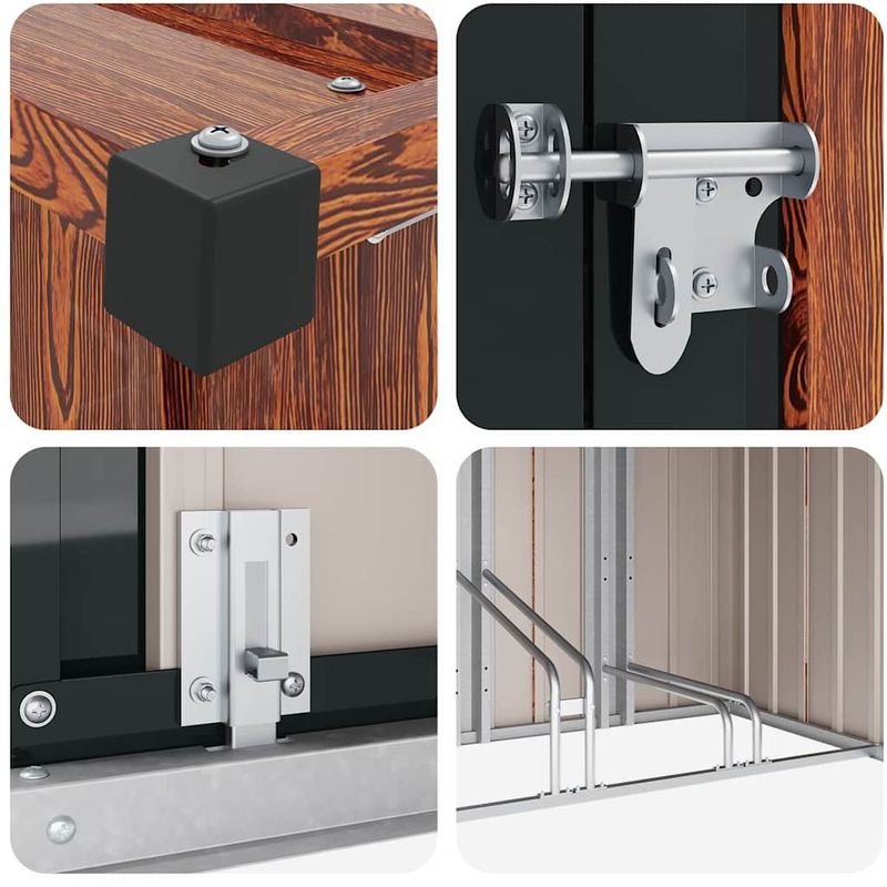 Casa si Gradina - Gradina si terasa - Casute de gradina - Shed pentru biciclete 3 pcs Maro 215 x 206 x 157 cm Metal - Infinity.ro