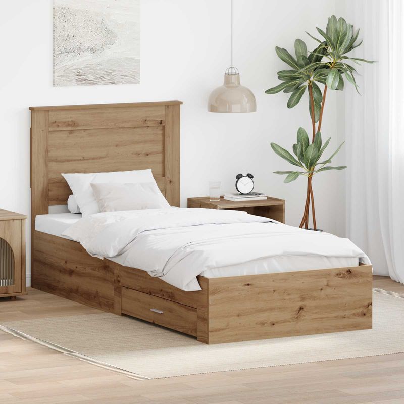 Casa si Gradina - Mobilier - Paturi si accesorii - Paturi - Cadru de pat cu sertar cu headboard cu depozitare Lemn compozit - Infinity.ro