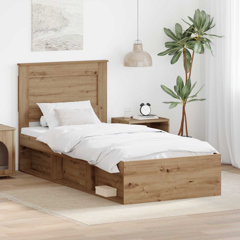 Casa si Gradina - Mobilier - Paturi si accesorii - Paturi - Cadru de pat Stejar artizanal 90 x 190 cm Lemn de pin masiv - Infinity.ro