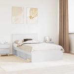 Casa si Gradina - Mobilier - Paturi si accesorii - Paturi - Cadru de pat cu headboard Alb 120 x 190 cm Lemn de pin masiv - Infinity.ro