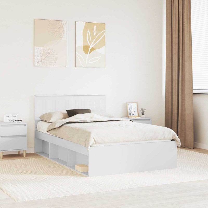Casa si Gradina - Mobilier - Paturi si accesorii - Paturi - Cadru de pat cu headboard Alb 120 x 190 cm Lemn de pin masiv - Infinity.ro