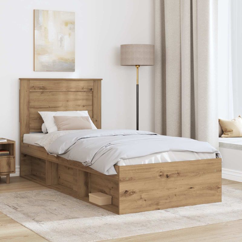 Casa si Gradina - Mobilier - Paturi si accesorii - Paturi - Cadru de pat Stejar artizanal 90 x 190 cm Lemn de pin masiv - Infinity.ro