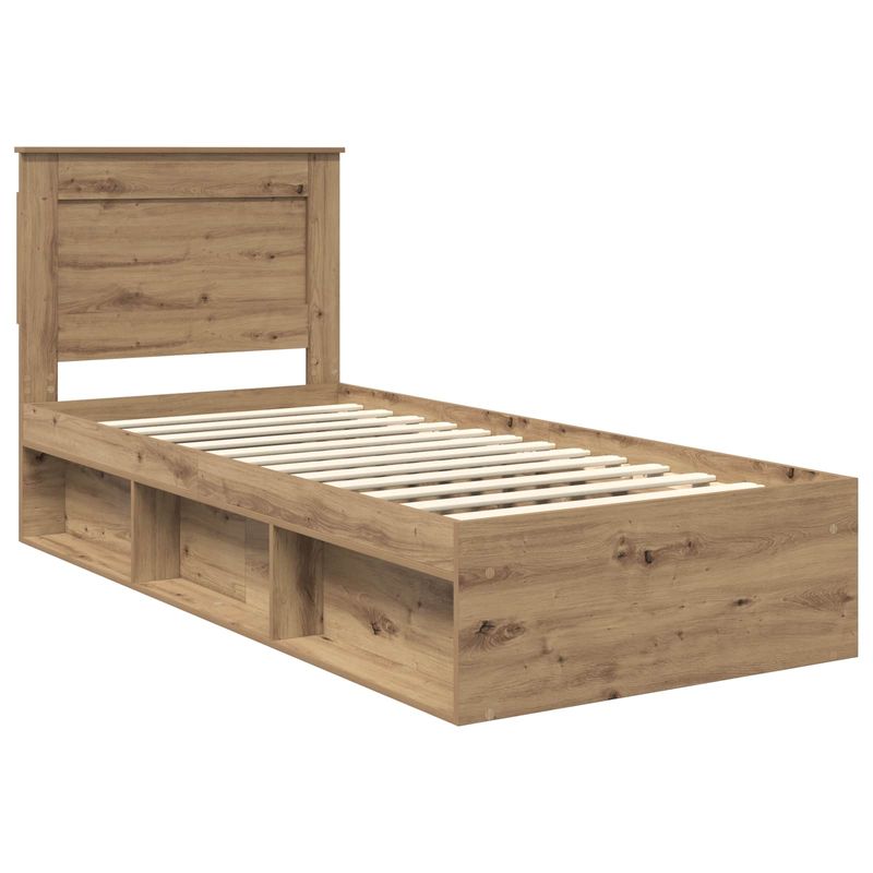 Casa si Gradina - Mobilier - Paturi si accesorii - Paturi - Cadru de pat Stejar artizanal 90 x 190 cm Lemn de pin masiv - Infinity.ro