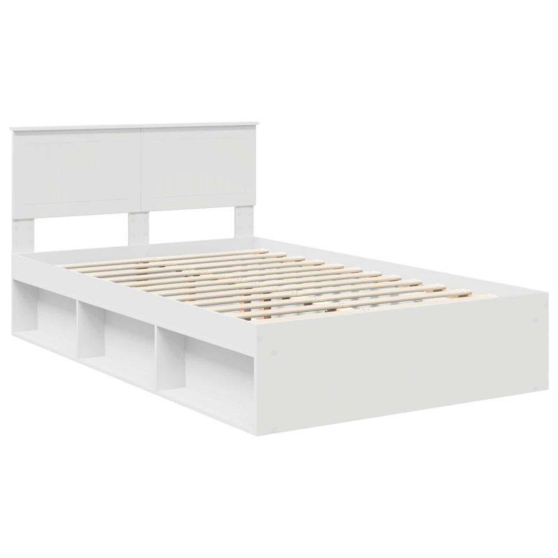 Casa si Gradina - Mobilier - Paturi si accesorii - Paturi - Cadru de pat cu headboard Alb 120 x 190 cm Lemn de pin masiv - Infinity.ro