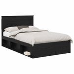 Casa si Gradina - Mobilier - Paturi si accesorii - Paturi - Cadru de pat cu headboard Negru 135 x 190 cm Lemn de pin masiv - Infinity.ro