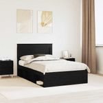 Casa si Gradina - Mobilier - Paturi si accesorii - Paturi - Cadru de pat cu headboard Negru 135 x 190 cm Lemn de pin masiv - Infinity.ro
