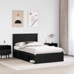 Casa si Gradina - Mobilier - Paturi si accesorii - Paturi - Cadru de pat cu headboard Negru 135 x 190 cm Lemn de pin masiv - Infinity.ro