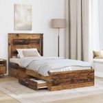 Casa si Gradina - Mobilier - Paturi si accesorii - Paturi - Cadru de pat cu sertar cu headboard cu depozitare Lemn compozit - Infinity.ro