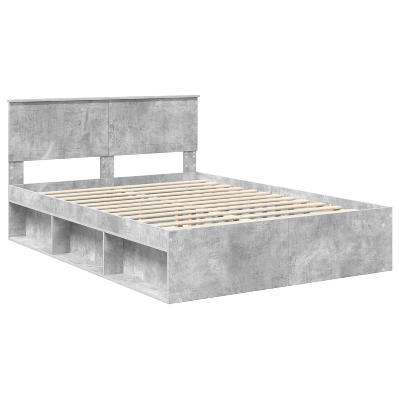 Casa si Gradina - Mobilier - Paturi si accesorii - Paturi - Cadru de pat cu headboard Beton 140 x 190 cm Lemn de pin masiv - Infinity.ro
