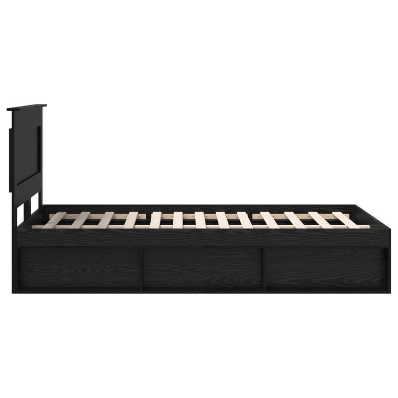 Casa si Gradina - Mobilier - Paturi si accesorii - Paturi - Cadru de pat cu headboard Negru 135 x 190 cm Lemn de pin masiv - Infinity.ro