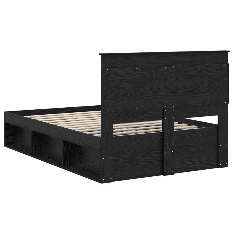 Casa si Gradina - Mobilier - Paturi si accesorii - Paturi - Cadru de pat cu headboard Negru 135 x 190 cm Lemn de pin masiv - Infinity.ro