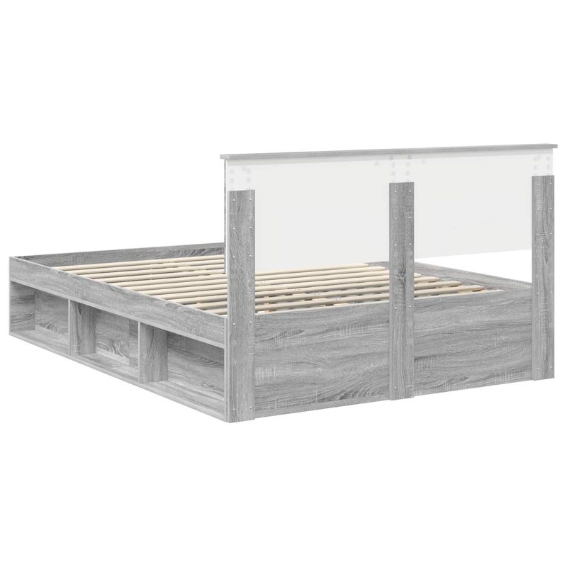 Casa si Gradina - Mobilier - Paturi si accesorii - Paturi - Cadru de pat Gri Sonoma 140 x 190 cm Lemn de pin masiv - Infinity.ro