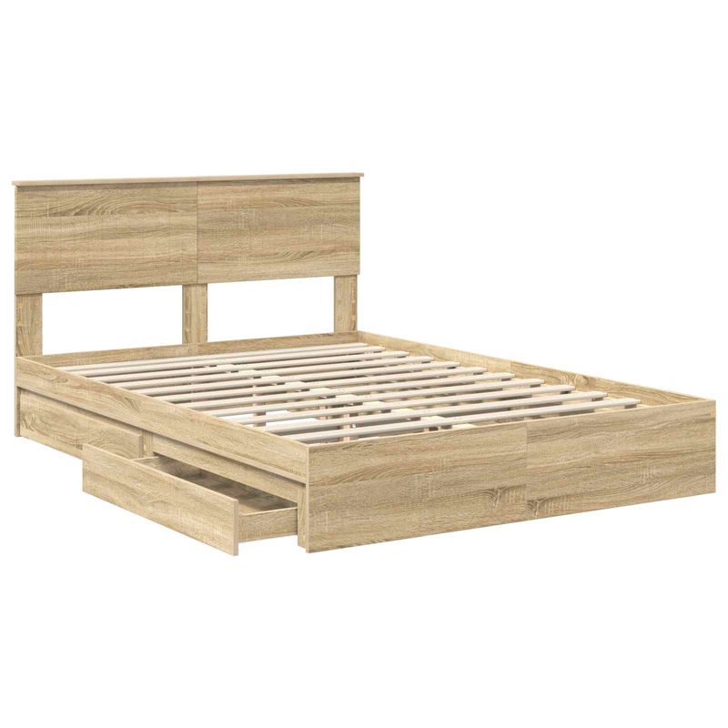 Casa si Gradina - Mobilier - Paturi si accesorii - Paturi - Pat cu storage Stejar Sonoma 140 x 200 cm Lemn compozit - Infinity.ro