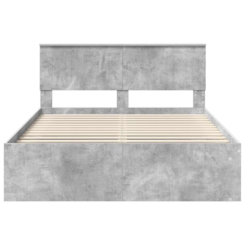 Casa si Gradina - Mobilier - Paturi si accesorii - Paturi - Cadru de pat cu headboard Beton 140 x 190 cm Lemn de pin masiv - Infinity.ro