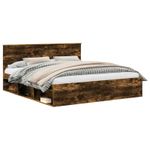 Casa si Gradina - Mobilier - Paturi si accesorii - Paturi - Cadru de pat Stejar fumuriu 180 x 200 cm Lemn de pin masiv - Infinity.ro