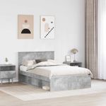 Casa si Gradina - Mobilier - Paturi si accesorii - Paturi - Cadru de pat cu headboard Beton 120 x 200 cm Lemn de pin masiv - Infinity.ro