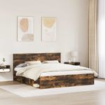 Casa si Gradina - Mobilier - Paturi si accesorii - Paturi - Cadru de pat Stejar fumuriu 180 x 200 cm Lemn de pin masiv - Infinity.ro