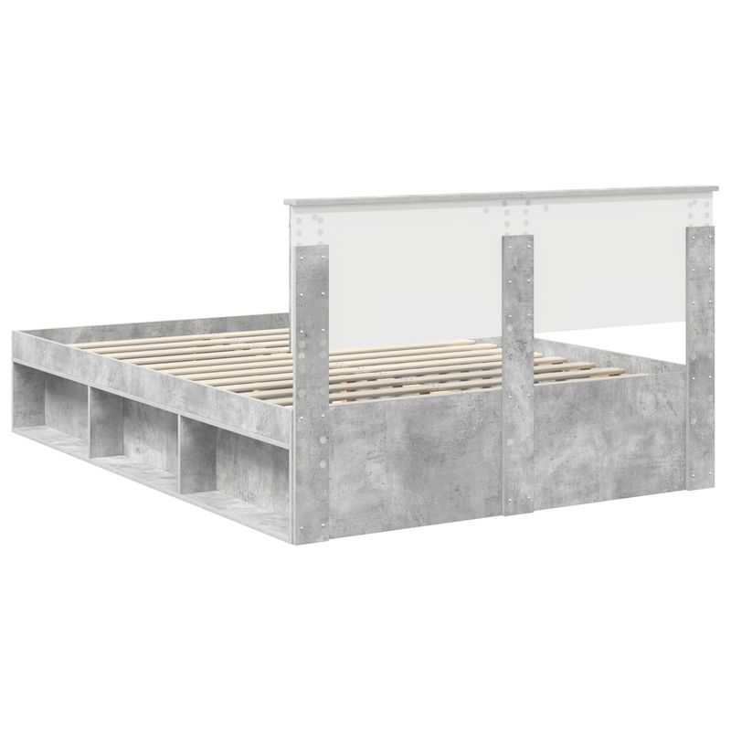 Casa si Gradina - Mobilier - Paturi si accesorii - Paturi - Cadru de pat cu headboard Beton 140 x 190 cm Lemn de pin masiv - Infinity.ro