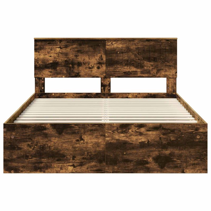 Casa si Gradina - Mobilier - Paturi si accesorii - Paturi - Cadru de pat Stejar fumuriu 140 x 200 cm Lemn de pin masiv - Infinity.ro