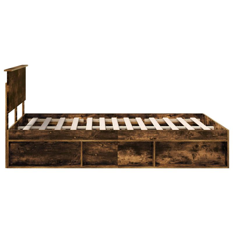 Casa si Gradina - Mobilier - Paturi si accesorii - Paturi - Cadru de pat Stejar fumuriu 140 x 200 cm Lemn de pin masiv - Infinity.ro