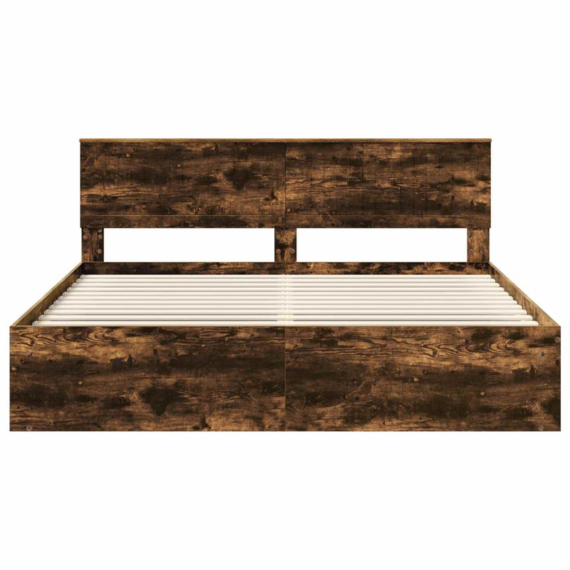 Casa si Gradina - Mobilier - Paturi si accesorii - Paturi - Cadru de pat Stejar fumuriu 180 x 200 cm Lemn de pin masiv - Infinity.ro
