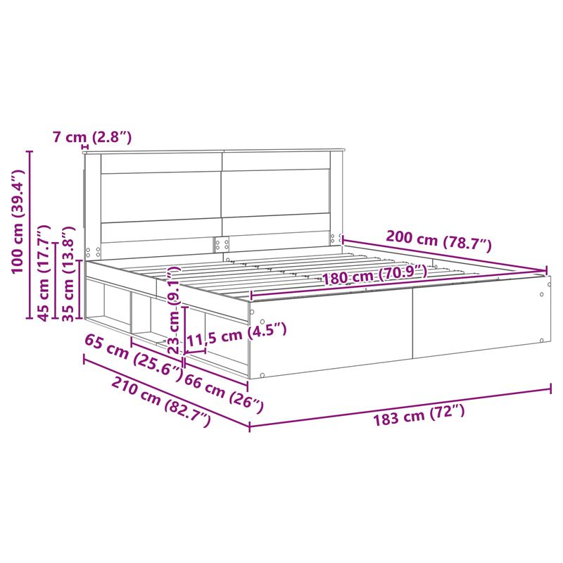 Casa si Gradina - Mobilier - Paturi si accesorii - Paturi - Cadru de pat Lemn vechi 180 x 200 cm Lemn de pin masiv - Infinity.ro