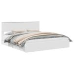 Casa si Gradina - Mobilier - Paturi si accesorii - Paturi - Pat cu storage cu headboard Alb 180 x 200 cm Lemn compozit - Infinity.ro