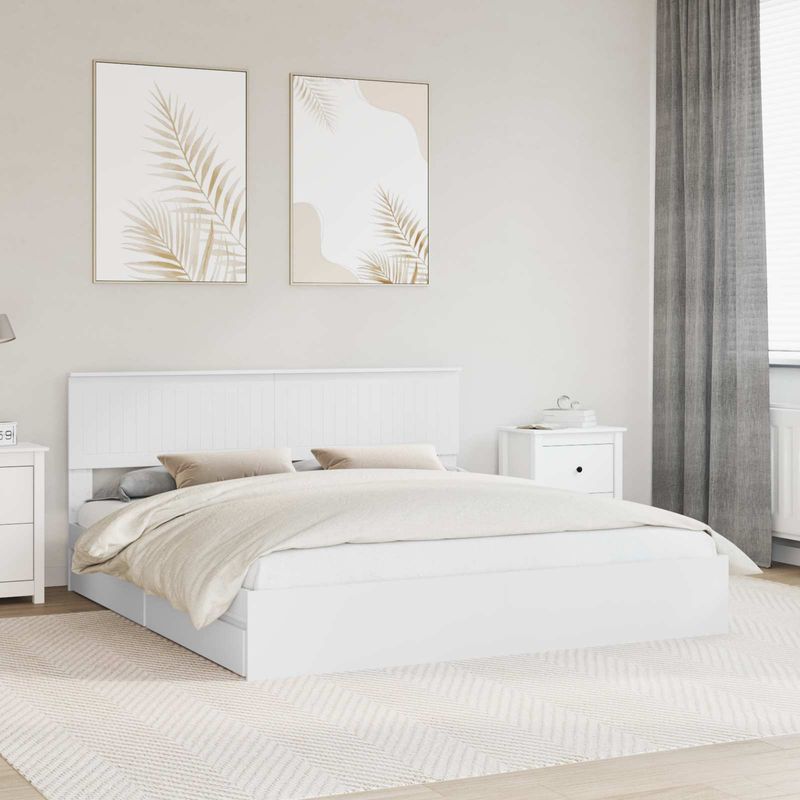 Casa si Gradina - Mobilier - Paturi si accesorii - Paturi - Pat cu storage cu headboard Alb 180 x 200 cm Lemn compozit - Infinity.ro