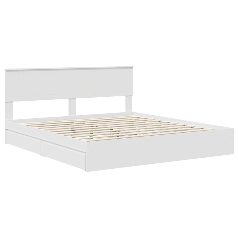 Casa si Gradina - Mobilier - Paturi si accesorii - Paturi - Pat cu storage cu headboard Alb 180 x 200 cm Lemn compozit - Infinity.ro
