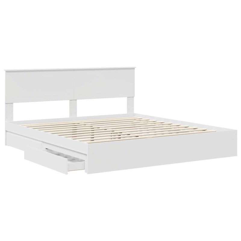 Casa si Gradina - Mobilier - Paturi si accesorii - Paturi - Pat cu storage cu headboard Alb 180 x 200 cm Lemn compozit - Infinity.ro