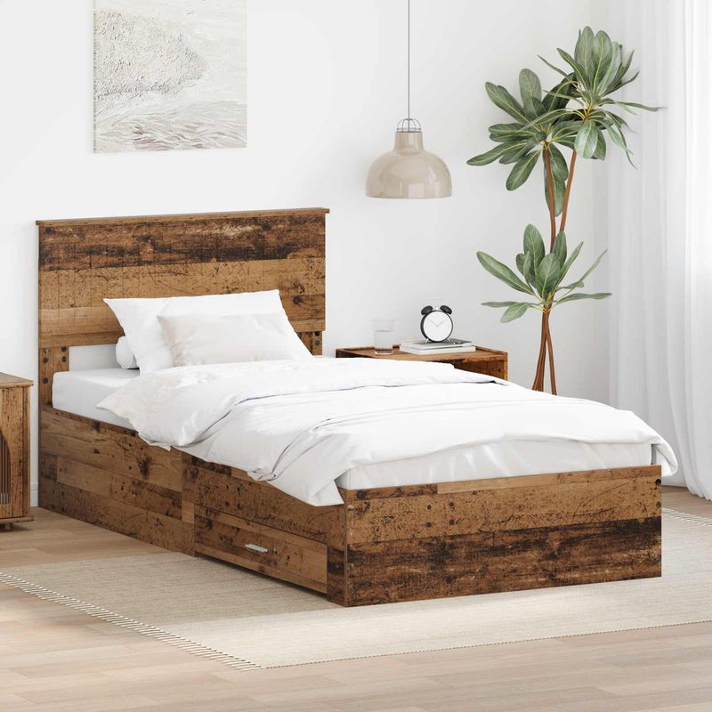 Casa si Gradina - Mobilier - Paturi si accesorii - Paturi - Cadru de pat cu headboard Lemn vechi 100 x 200 cm Lemn compozit - Infinity.ro