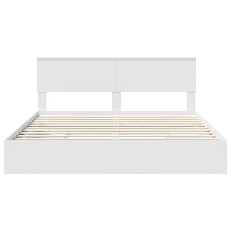 Casa si Gradina - Mobilier - Paturi si accesorii - Paturi - Pat cu storage cu headboard Alb 180 x 200 cm Lemn compozit - Infinity.ro