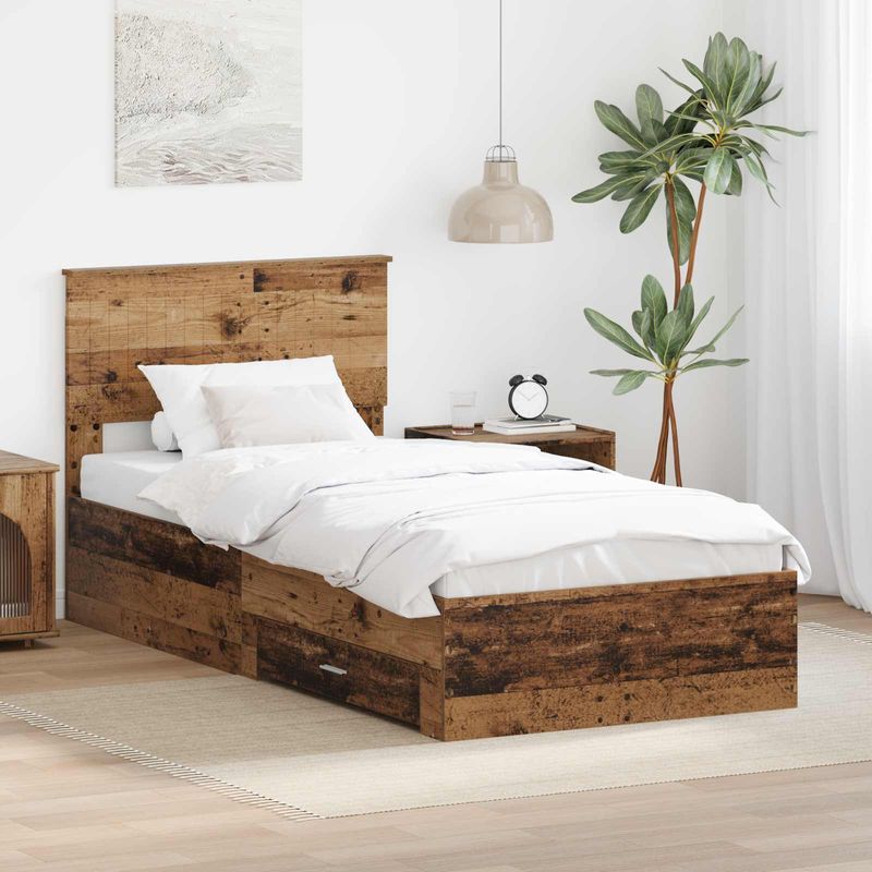 Casa si Gradina - Mobilier - Paturi si accesorii - Paturi - Cadru de pat cu headboard Lemn vechi 90 x 200 cm Lemn compozit - Infinity.ro