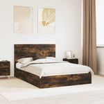 Casa si Gradina - Mobilier - Paturi si accesorii - Paturi - Pat cu storage Stejar fumuriu 135 x 190 cm Lemn compozit - Infinity.ro