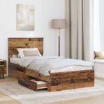 Casa si Gradina - Mobilier - Paturi si accesorii - Paturi - Cadru de pat cu headboard Lemn vechi 90 x 200 cm Lemn compozit - Infinity.ro