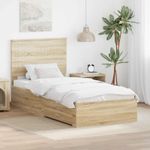 Casa si Gradina - Mobilier - Paturi si accesorii - Paturi - Cadru de pat cu sertar Stejar Sonoma 90 x 190 cm Lemn compozit - Infinity.ro