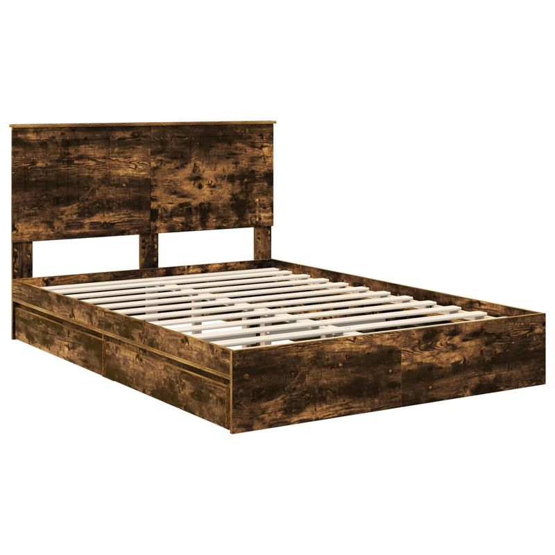 Casa si Gradina - Mobilier - Paturi si accesorii - Paturi - Pat cu storage Stejar fumuriu 135 x 190 cm Lemn compozit - Infinity.ro