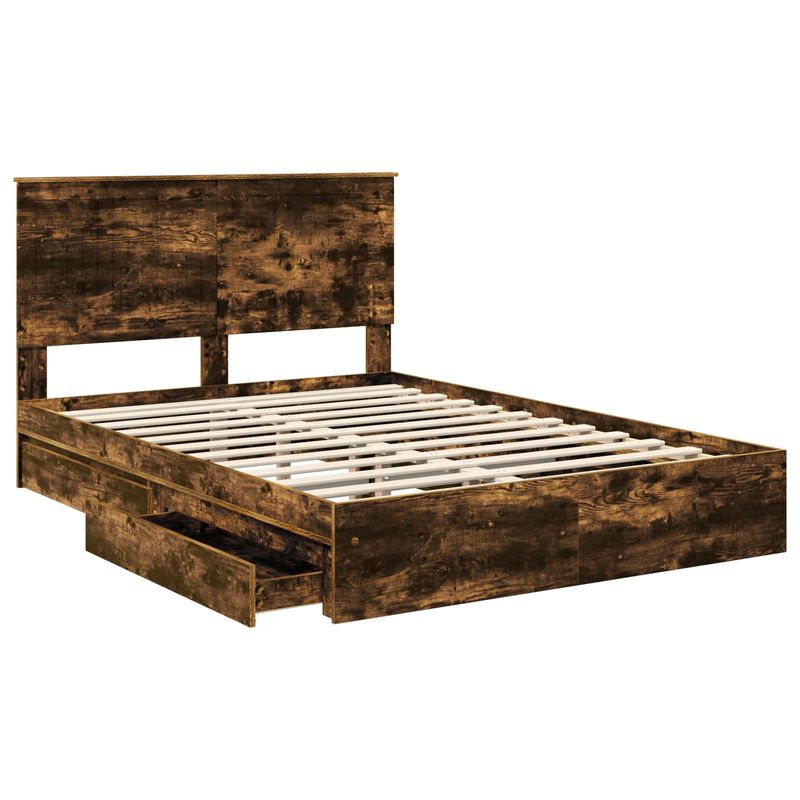 Casa si Gradina - Mobilier - Paturi si accesorii - Paturi - Pat cu storage Stejar fumuriu 135 x 190 cm Lemn compozit - Infinity.ro