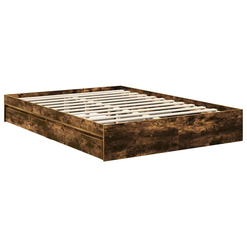 Casa si Gradina - Mobilier - Paturi si accesorii - Paturi - Pat cu storage Stejar fumuriu 135 x 190 cm Lemn compozit - Infinity.ro