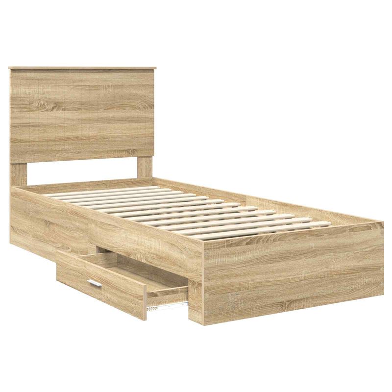 Casa si Gradina - Mobilier - Paturi si accesorii - Paturi - Cadru de pat cu sertar Stejar Sonoma 90 x 190 cm Lemn compozit - Infinity.ro