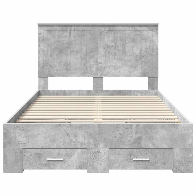 Casa si Gradina - Mobilier - Paturi si accesorii - Paturi - Cadru de pat cu sertar Gri din beton 120 x 190 cm Lemn compozit - Infinity.ro