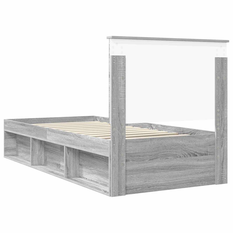 Casa si Gradina - Mobilier - Paturi si accesorii - Paturi - Cadru de pat Gri Sonoma 90 x 190 cm Lemn de pin masiv - Infinity.ro